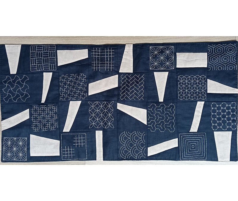 Sashiko con entretela soluble impresa